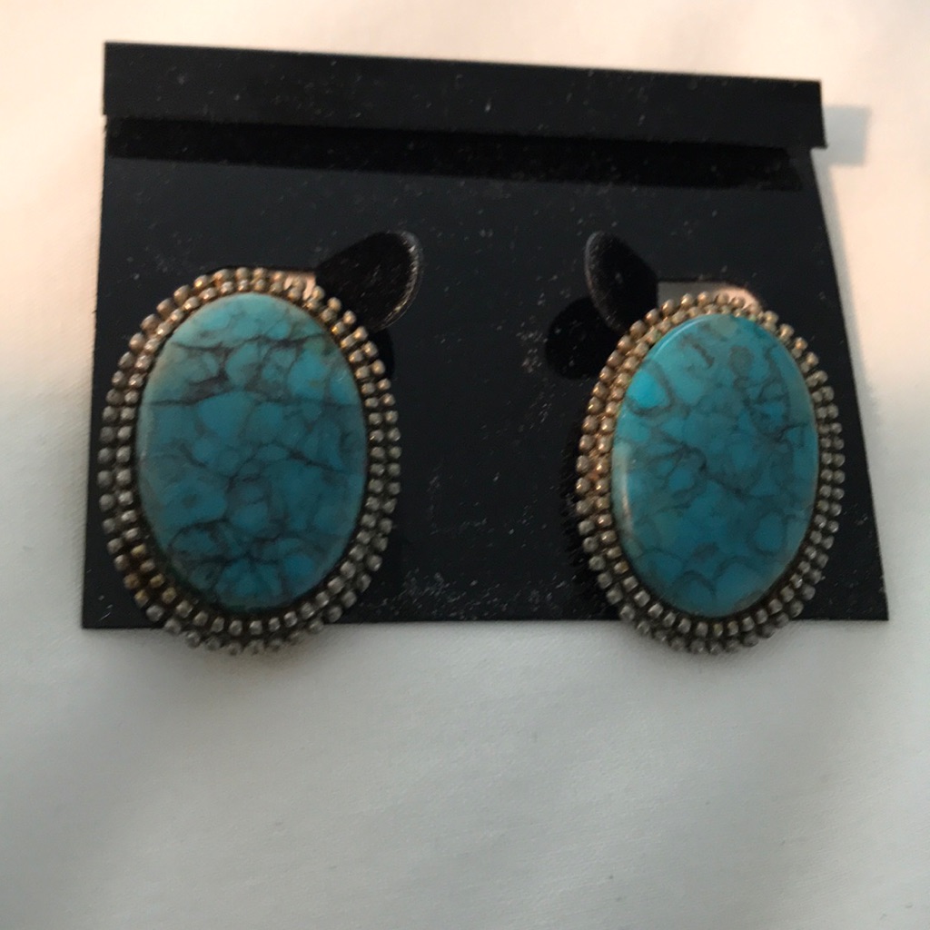 Vintage Roma Turquoise Clip On Earrings